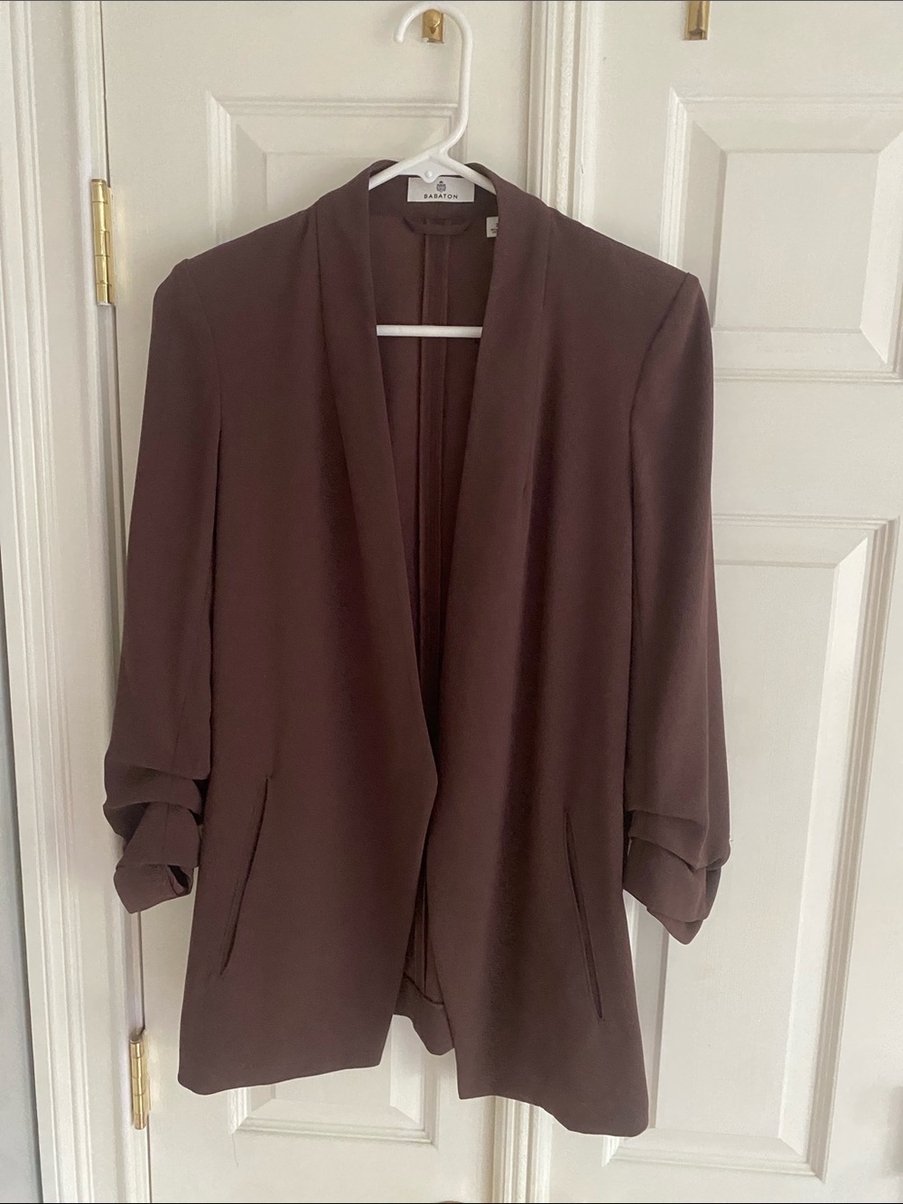 Aritzia Babaton Dark Brown Open-Front Draped Blazer